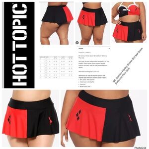 Hot topic 1 plus size dc comics Harley Quinn swim skirt
